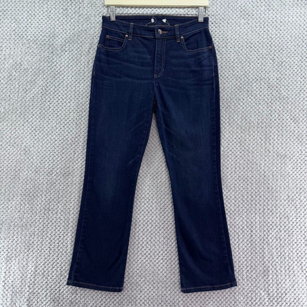Eileen Fisher Jeans Womens 8/10 Blue Dark Wash Mid Rise Straight Leg Ankle
